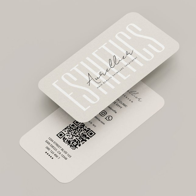 Licensed Aesthetician Sand Minimal QR Code Business Card (Licensed Esthetician Sand Minimal QR Code Business Card
)