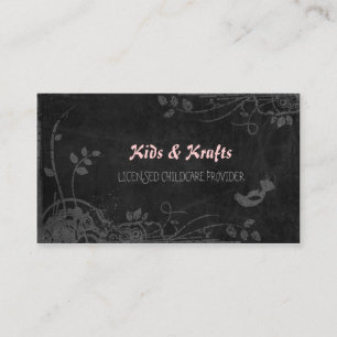 Licensed Childcare Provider Cute Floral Blackboard Business Card