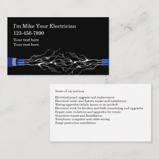 Licensed Electrician Services Business Card