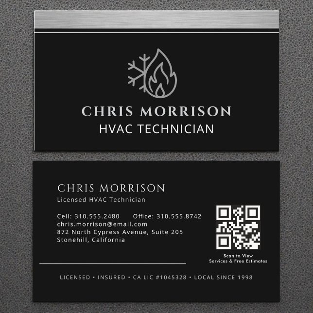 Licensed HVAC Specialist QR Code  Business Card (Creator Uploaded)