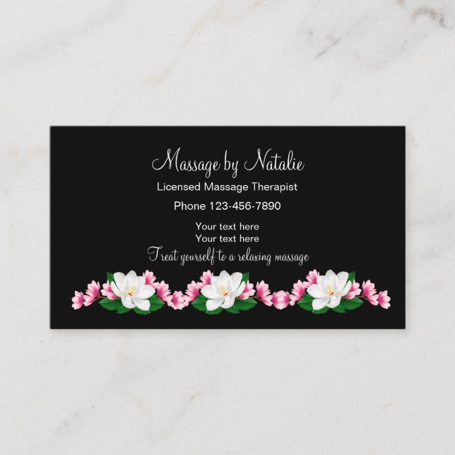 Licensed Massage Therapist Beauty Design Business Card (Front)