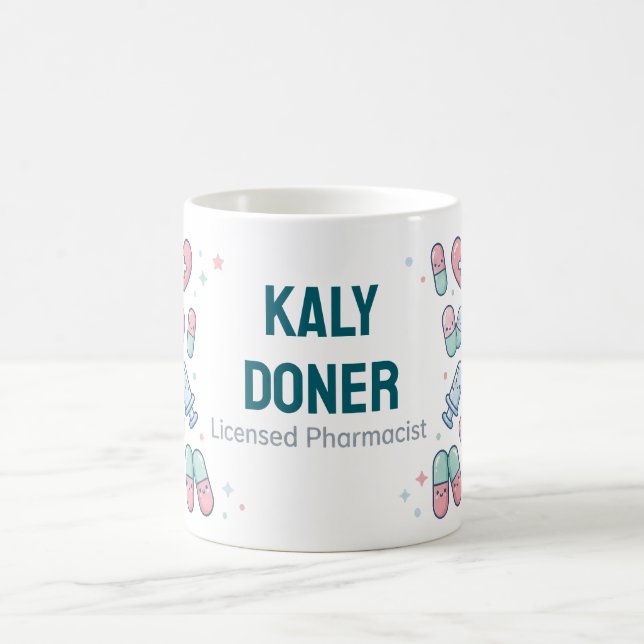 Licensed Pharmacist Personalized Mug | Cute Pharma (Center)