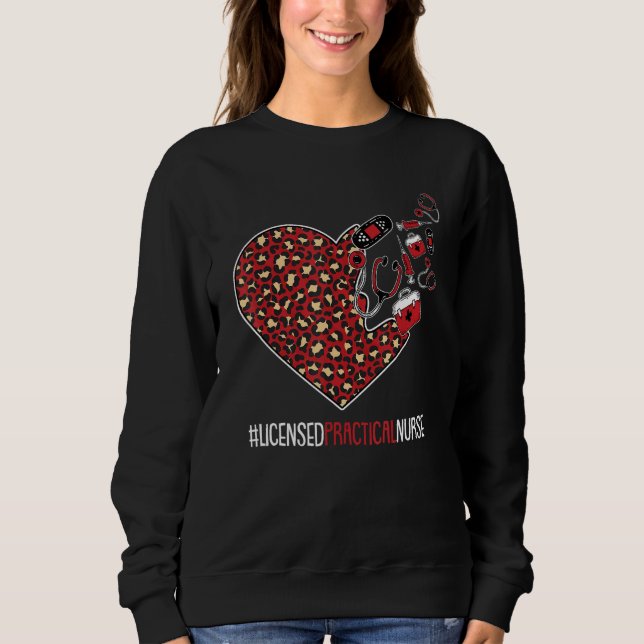 Licensed Practical Nurse Graduation Cute Heart Leo Sweatshirt (Front)