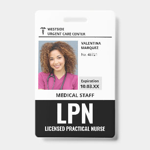 Licensed Practical Nurse LPN ID Photo Badge