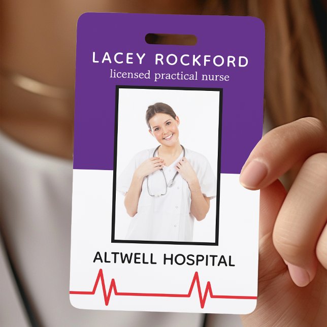 Licensed Practical Nurse LPN Purple Medical Photo ID Badge (Creator Uploaded)