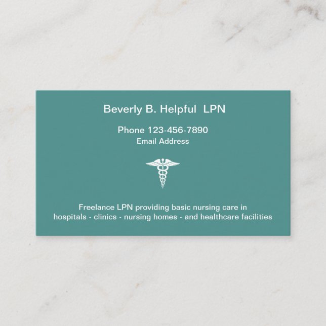 Licensed Practical Nurse Medical Business Card (Front)