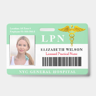 Licensed Practical Nurse Medical Photo ID Badge