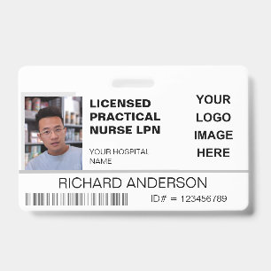 Licensed Practical Nurse Photo ID Hospital Logo Badge