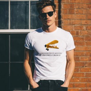Licensed to Fly and Tell Jokes Funny Pilot Humour T-Shirt