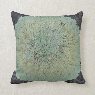 lichen circle almost solid teal green blue grey cushion