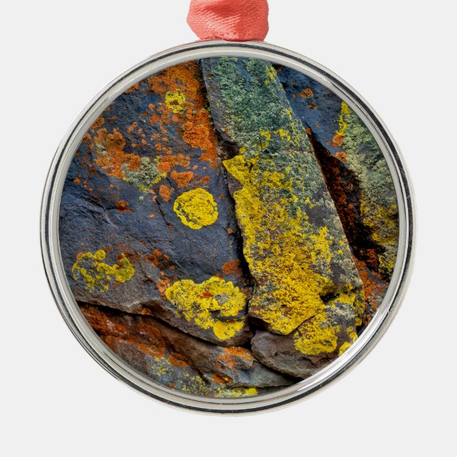 Lichen Covered Rocks Metal Tree Decoration (Front)