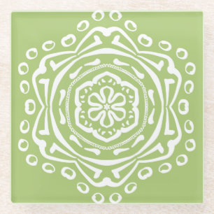 Lichen Mandala Glass Coaster