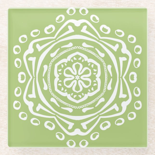 Lichen Mandala Glass Coaster (Front)