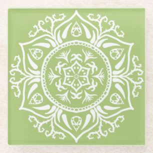 Lichen Mandala Glass Coaster