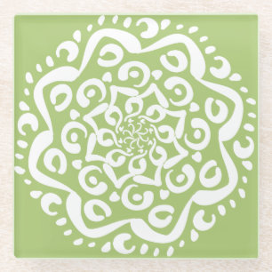 Lichen Mandala Glass Coaster