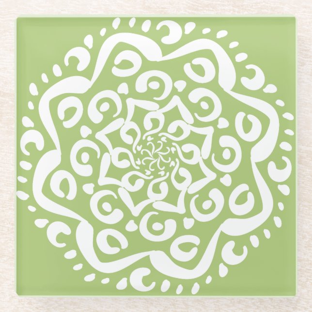 Lichen Mandala Glass Coaster (Front)