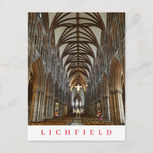 Lichfield Cathedral interior view postcard