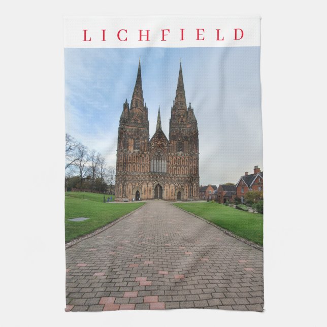 Lichfield Cathedral view tea towel (Vertical)