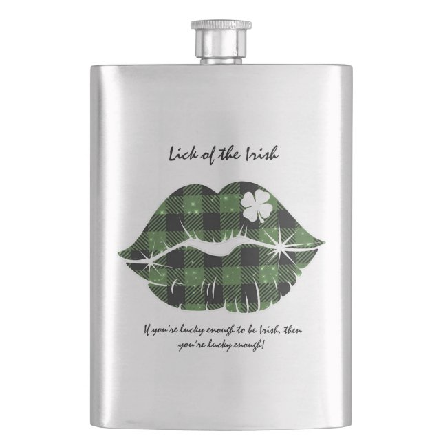 Lick (Luck) of the Irish Editable Hip Flask (Front)
