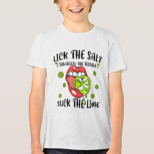 Lick Salt Swallow Tequila Cinco Mayo Drinking Mexi Tri-Blend Shirt