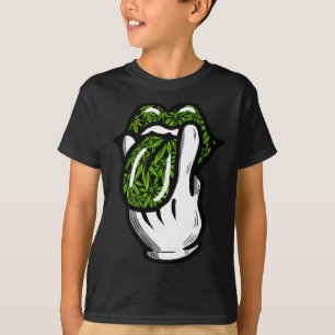 Lick Smoke Weed Leaf Pattern Pot Gift T-Shirt