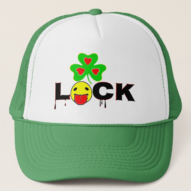 §☺Lick the Lucky Irish Shamrock Fun Trucker Hat☺§ Hat (Front)