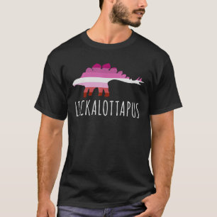 Lickalottapus Lesbian Pride Flag Dinosaur Stegasau T-Shirt