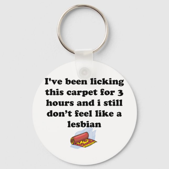 Licking the carpet key ring (Front)