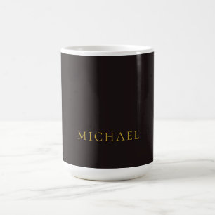 Licorice Black Gold Minimalist Plain Modern Name Coffee Mug
