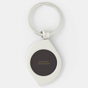 Licorice Black Gold Minimalist Plain Modern Name Key Ring