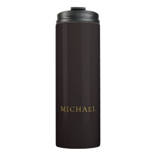 Licorice Black Gold Minimalist Plain Modern Name Thermal Tumbler
