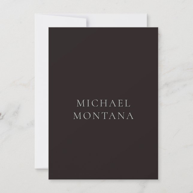 Licorice Black Minimalist Plain Modern Own Name Card (Front)
