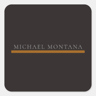 Licorice Black Minimalist Plain Modern Own Name Square Sticker