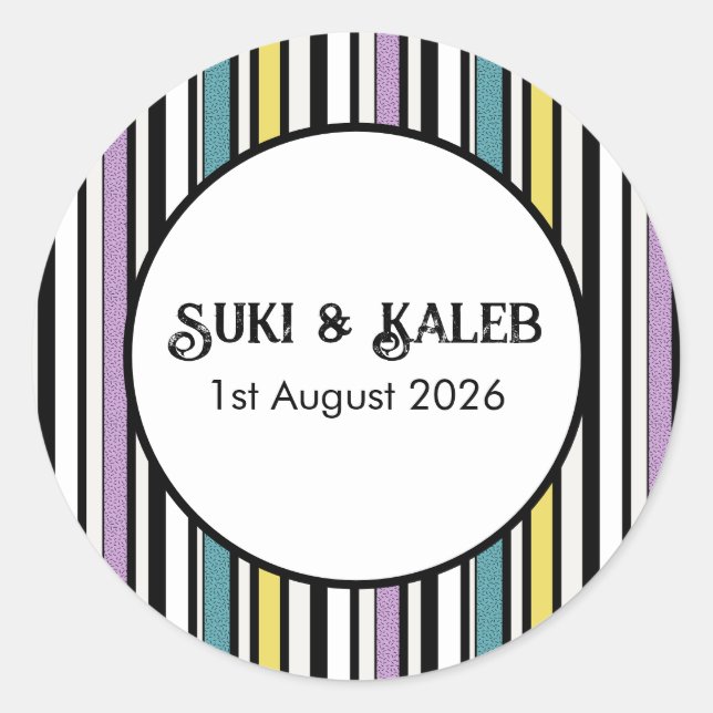 Licorice candy stripe - wedding sticker (Front)