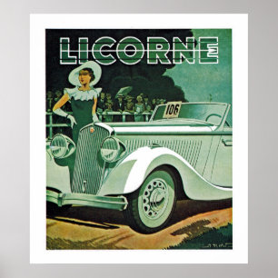 Licorne Automobile Advertisement Poster