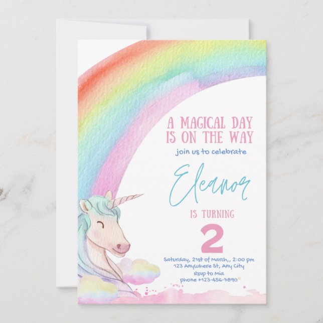 licorne Kid Birthday Invitation (Front)