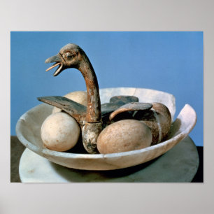 Lid of an alabaster jar decorated with a bird poster