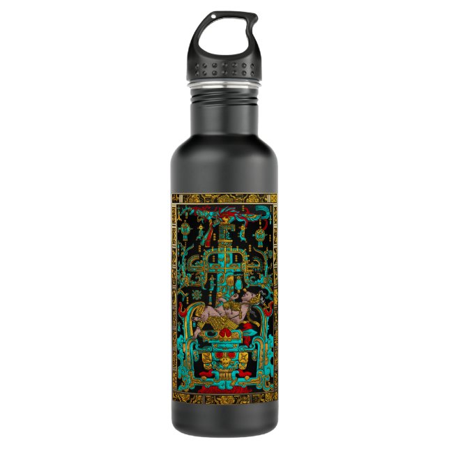 Lid of Great Tomb of Pakal - Palenque Astronaut 710 Ml Water Bottle (Front)