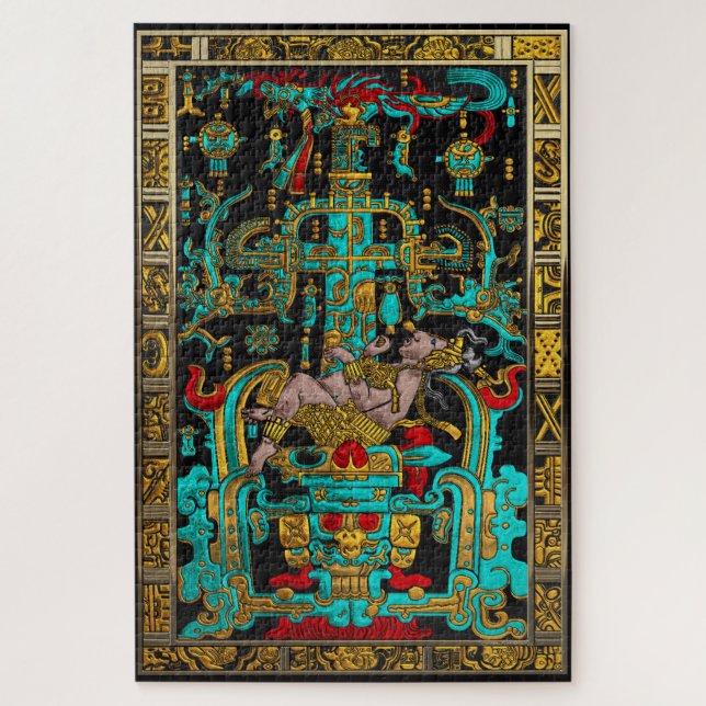 Lid of Great Tomb of Pakal - Palenque Astronaut Jigsaw Puzzle (Vertical)