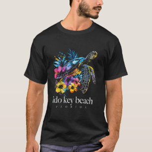 Lido Key Beach Florida Sea Turtle Flowers Surfer S T-Shirt