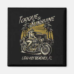 Lido Key Beaches Florida Motorcycle Hotrod Vintage Magnet