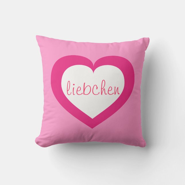 Liebchen white and hot pink heart cushion (Front)
