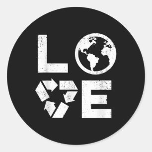 Liebe Earth Day 90s Vintage Recycled Children Or T Classic Round Sticker
