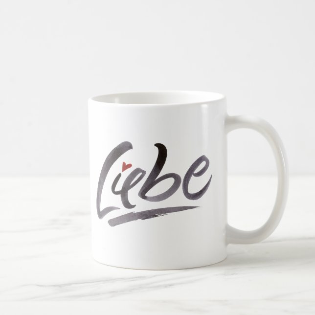 Liebe Love Hertz German Germany Brush Lettering Coffee Mug (Right)