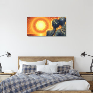 Liebespaar bei Sonnen Untergang am Meer Canvas Print