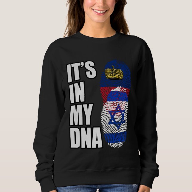 Liechtenstein And Israeli Mix DNA Heritage Flag Sweatshirt (Front)
