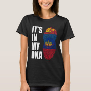 Liechtenstein And Mongolian Mix DNA Heritage Flag T-Shirt