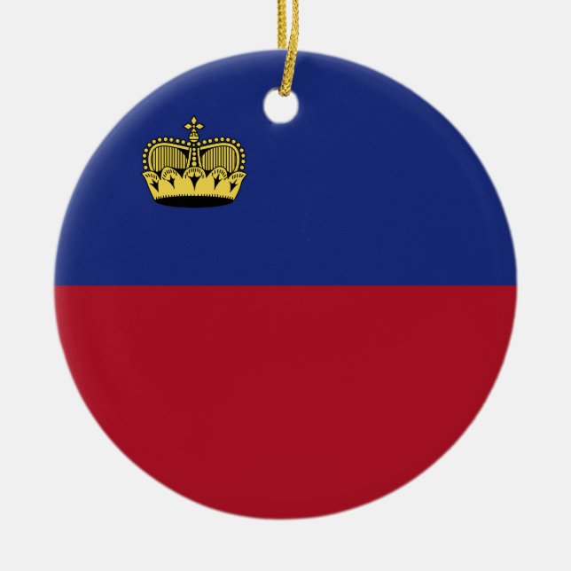 Liechtenstein flag ceramic tree decoration (Front)