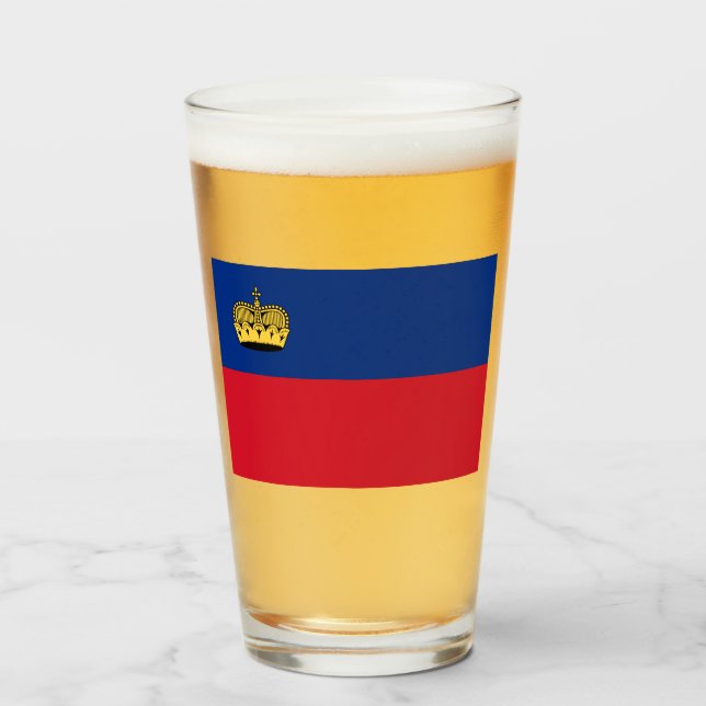 Liechtenstein Flag Glass (Front Filled)