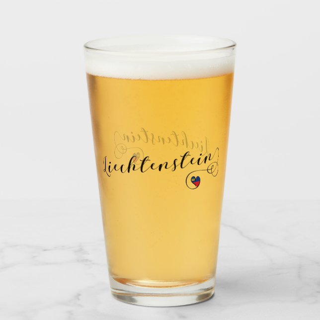 Liechtenstein Flag Heart Glass (Front Filled)